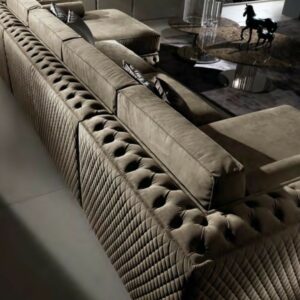 Luxury U-Shaped Velvet Sectional Sofa with Diamond Quilted Tufting
