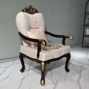 Luxury Royal Wooden Armchair with Gold Highlights