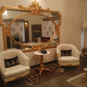 Premium Baroque Style Gold Rectangular-Oval Combo Wall Mirror