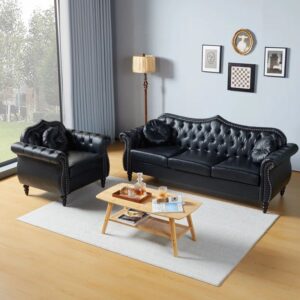 Luxury Chesterfield Leather Sofa Set – 3 Seater & Armchair Collection
