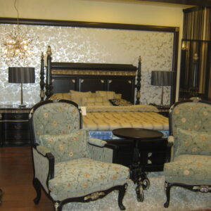 Luxury Floral Carved Bedroom Accent Chairs (Set of 2 with Table)