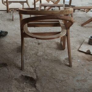 Handcrafted Solid Wood Round Armchair Frame — Raw Unfinished