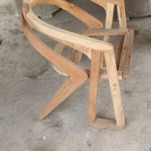 Handcrafted Solid Wood Curved Barrel Chair Frame — Raw Unfinished