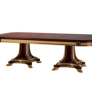 Victorian Style Executive Conference & Dining Table – Dark Gloss Finish with Ornate Gold Detailing