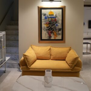 Mustard Yellow Aurelia Sofa with Plush Cushions and Elegant Curved Armrests