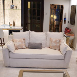 Classic Cream Sofa with Plush Cushions and Elegant Modern Design